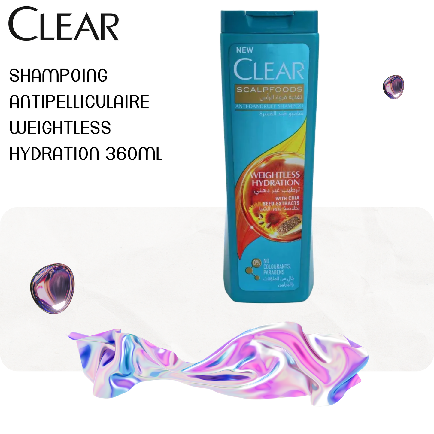 Shampoing antipelliculaire weightless hydration 360ml - CLEAR