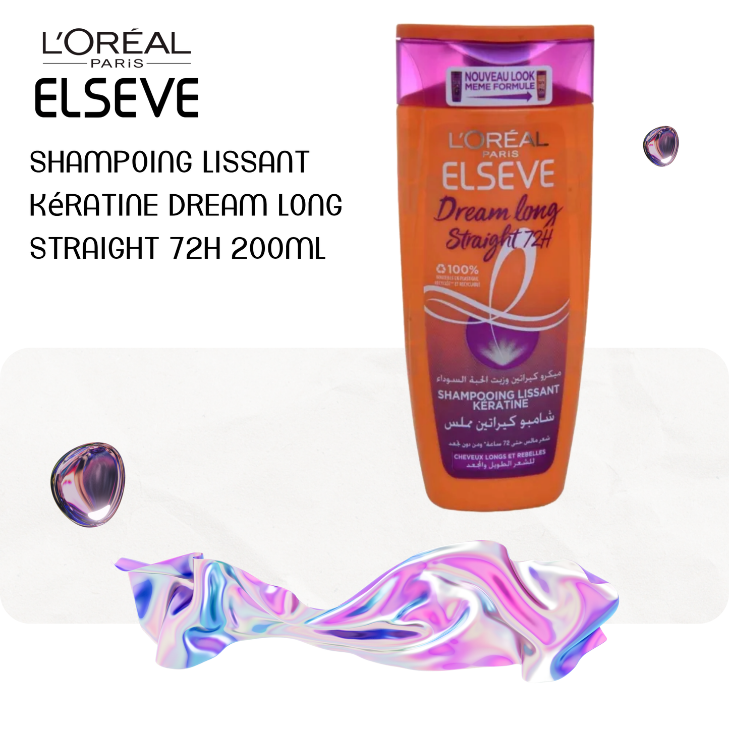 Shampoing lissant kératine dream long straight 72H 200ml - ELSEVE