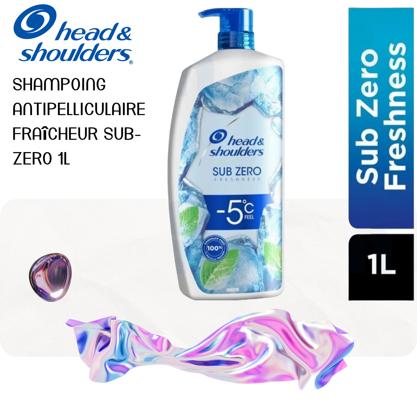 Shampoing antipelliculaire fraîcheur sub-zero 1L - HEAD & SHOULDERS