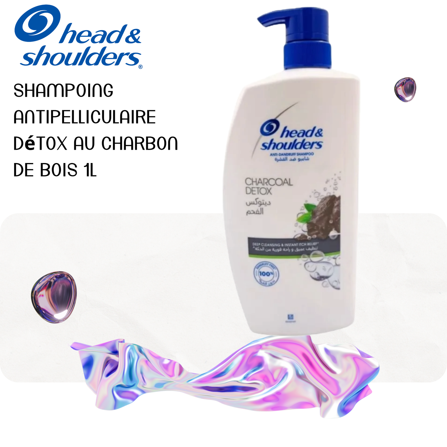 Shampoing antipelliculaire détox au charbon de bois 1000ml - HEAD SHOULDERS