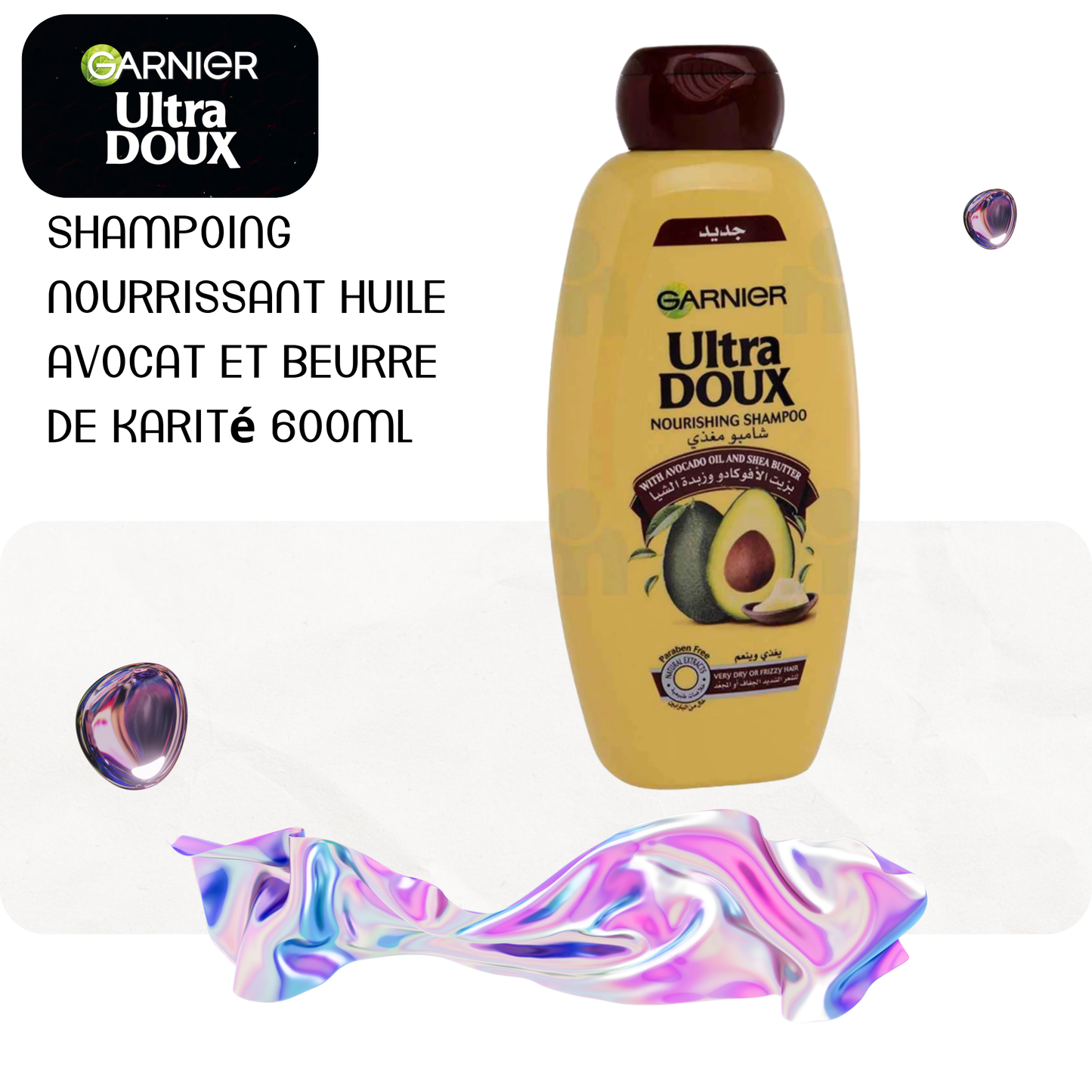 Shampoing nourrissant huile avocat et beurre de karité 600ml - ULTRA DOUX