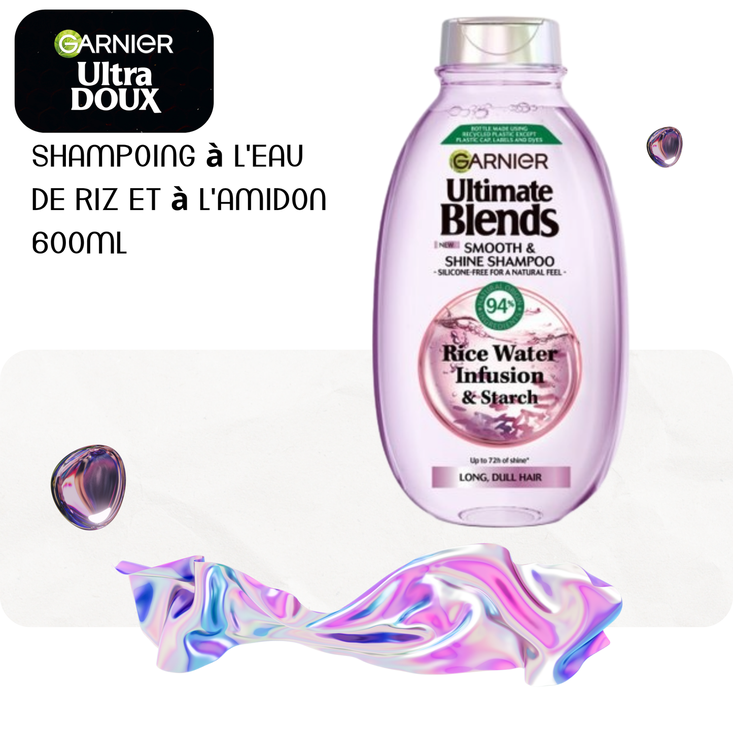Shampoing à l'eau de riz et à l'amidon 600ml - ULTRA DOUX