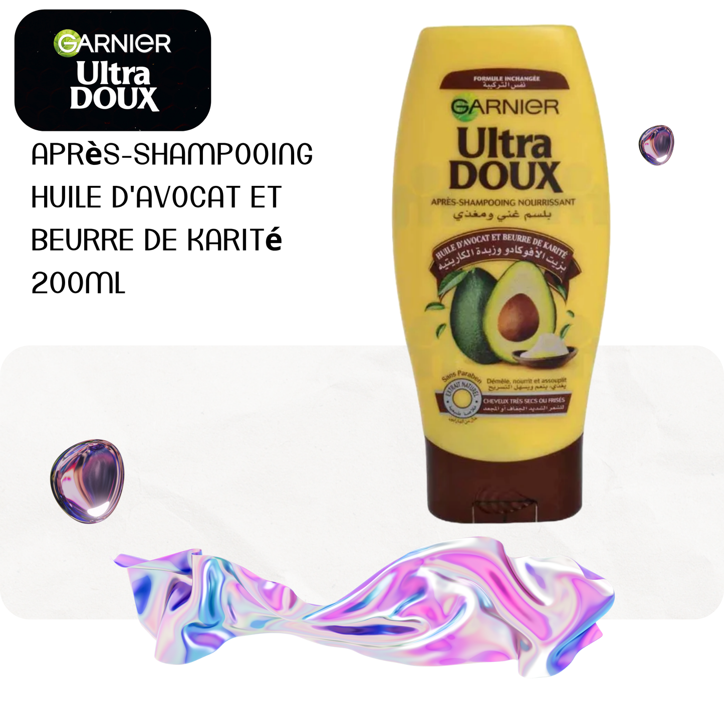 Après-Shampooing huile d'avocat et beurre de karité 200ml - ULTRA DOUX