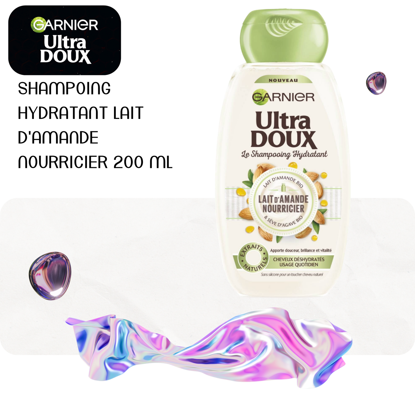 Shampoing hydratant lait d'amande nourricier 200 ml - ULTRA DOUX