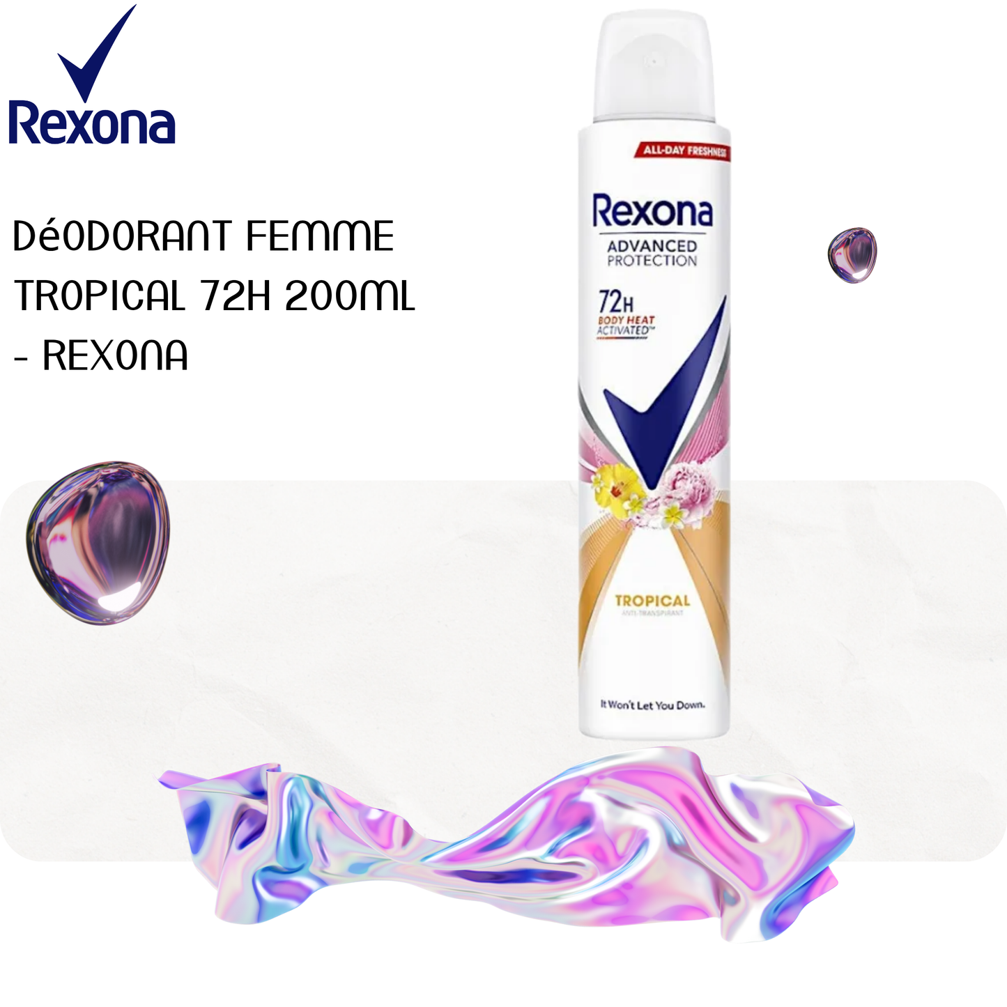 Déodorant femme Tropical 72h 200ml - REXONA