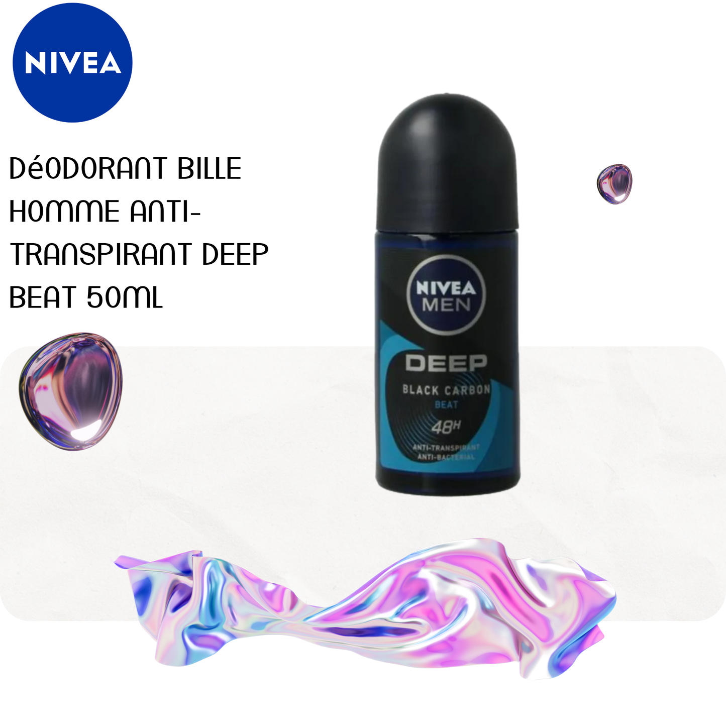 Déodorant bille Homme Anti-Transpirant Deep Beat 50ml - NIVEA MEN