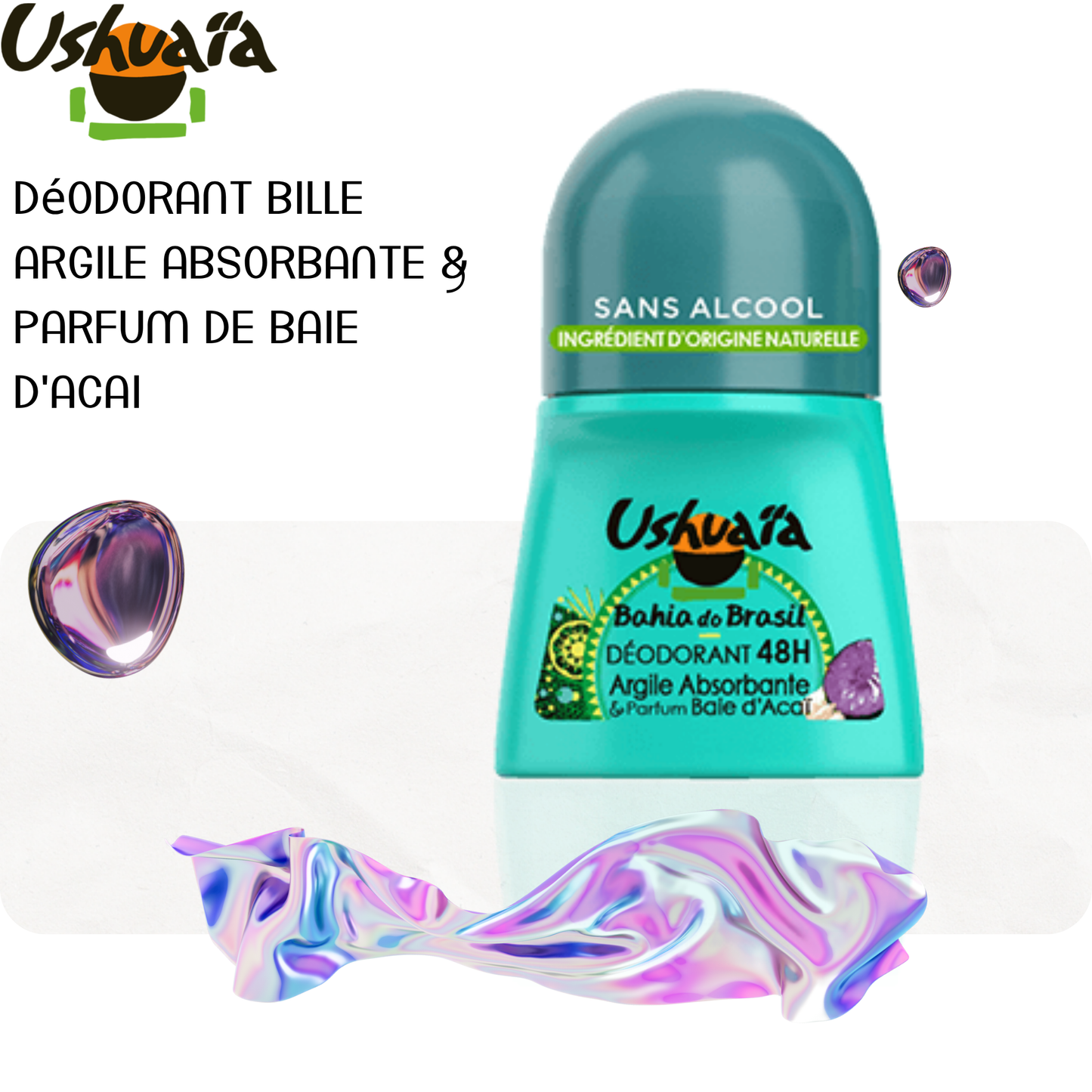 Déodorant Bille Argile Absorbante & Parfum de Baie d'Acai - Uhsuaia