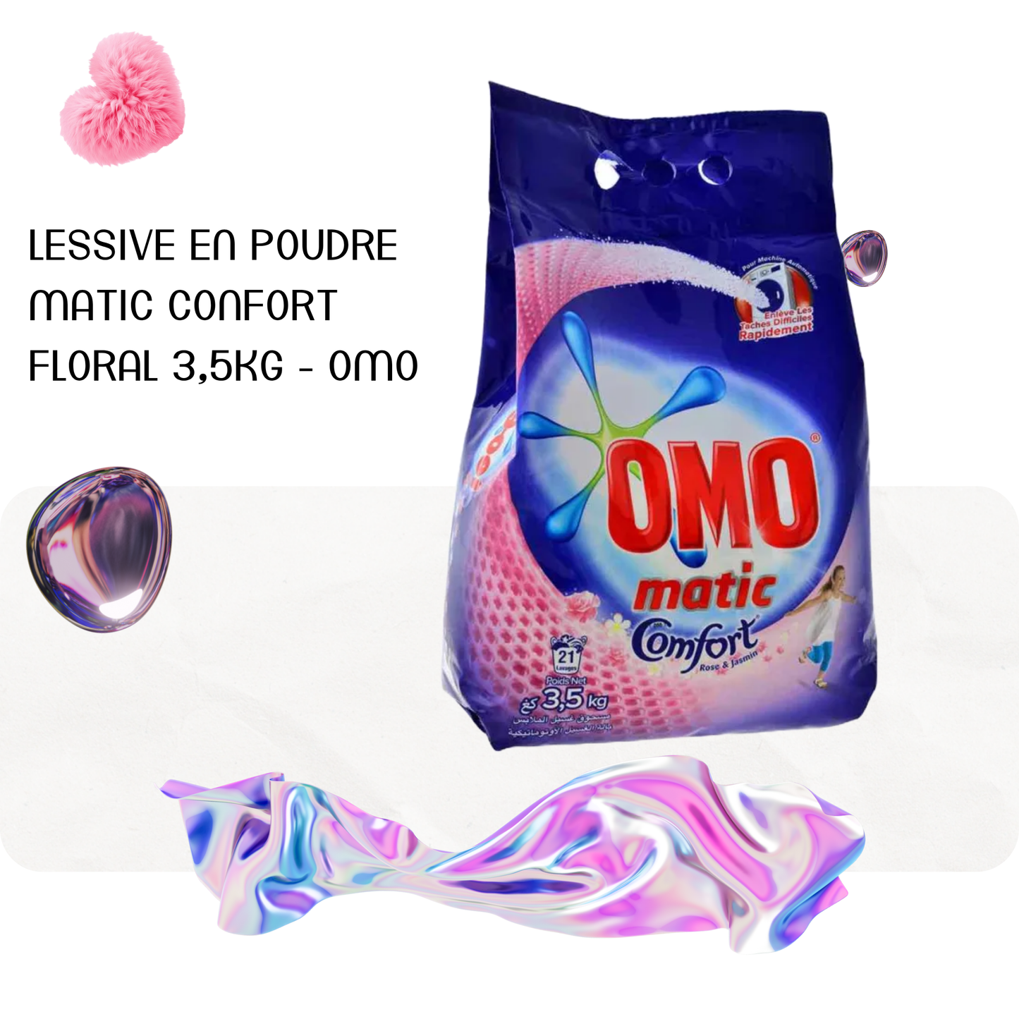 Lessive en poudre Matic Confort Floral 3,5Kg - OMO