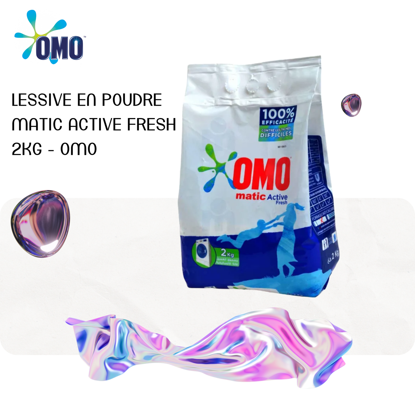 Lessive en poudre Matic Active Fresh 2kg - OMO