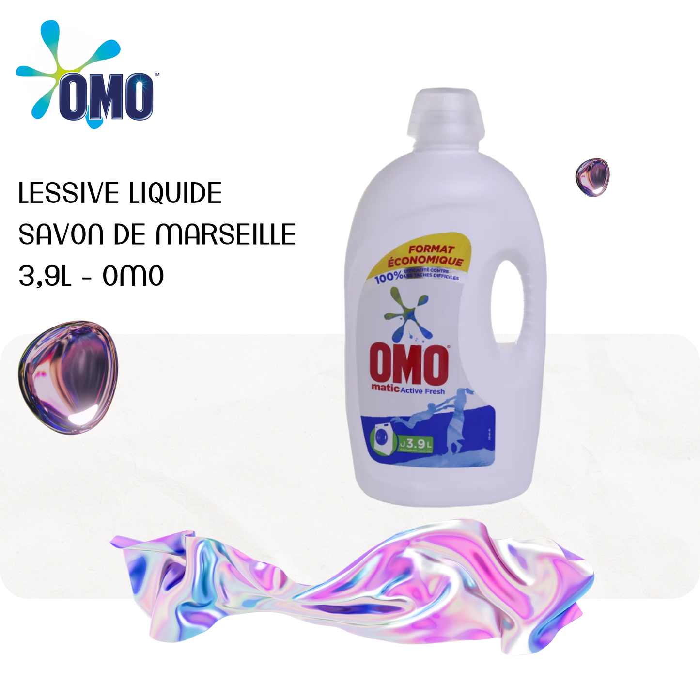 Lessive liquide savon de marseille 3,9L - OMO