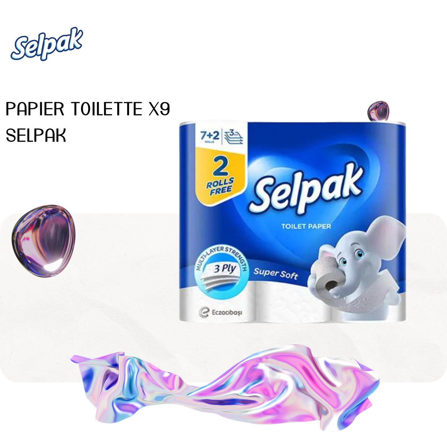PAPIER HYHIENIQUE 3 PLIS 9 ROULEAUX SELPAK
