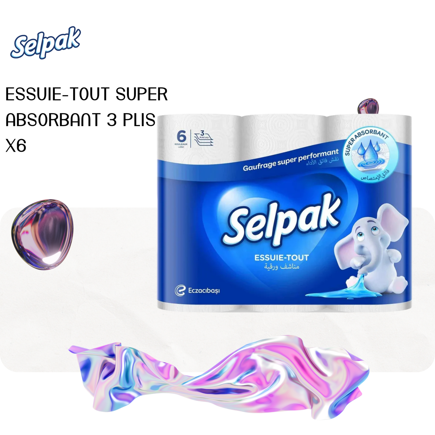 Essuie-tout super absorbant 3 plis x6 - SELPAK