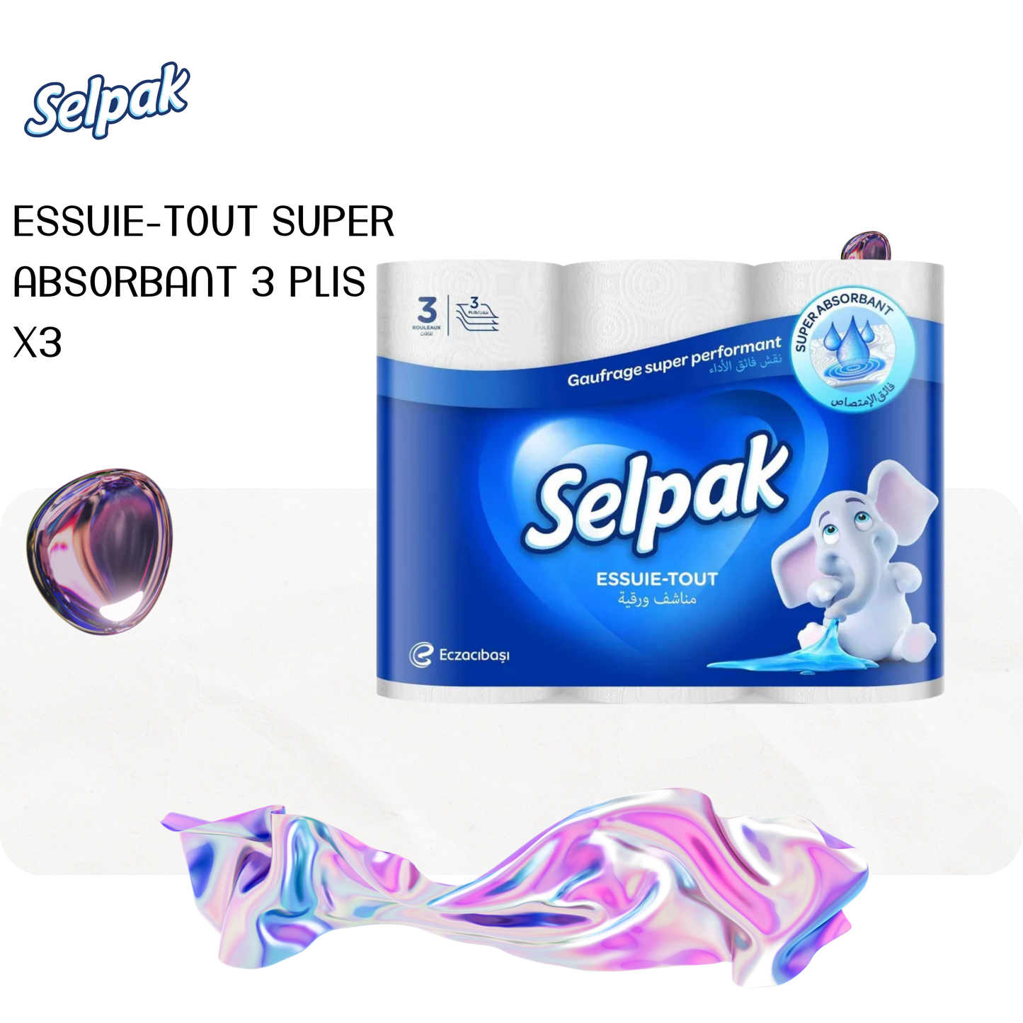 Essuie-tout super absorbant 3 plis x3 - SELPAK