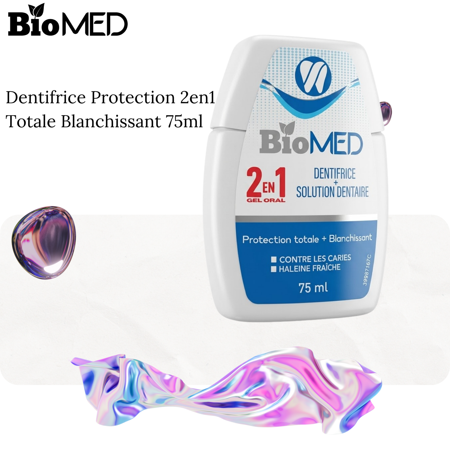 Dentifrice Protection 2en1 Totale Blanchissant 75ml - BIOMED