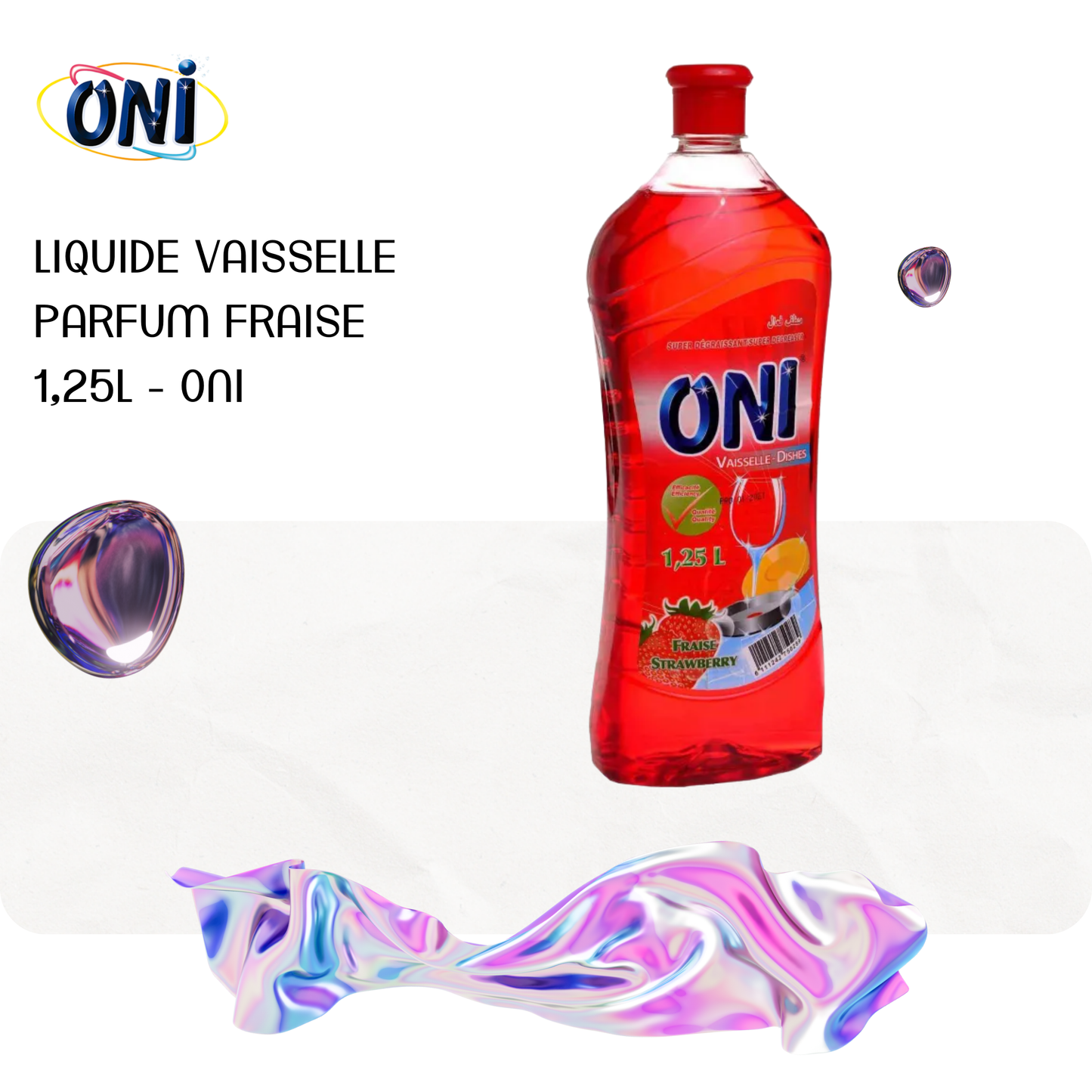 Liquide vaisselle parfum fraise 1,25L - ONI
