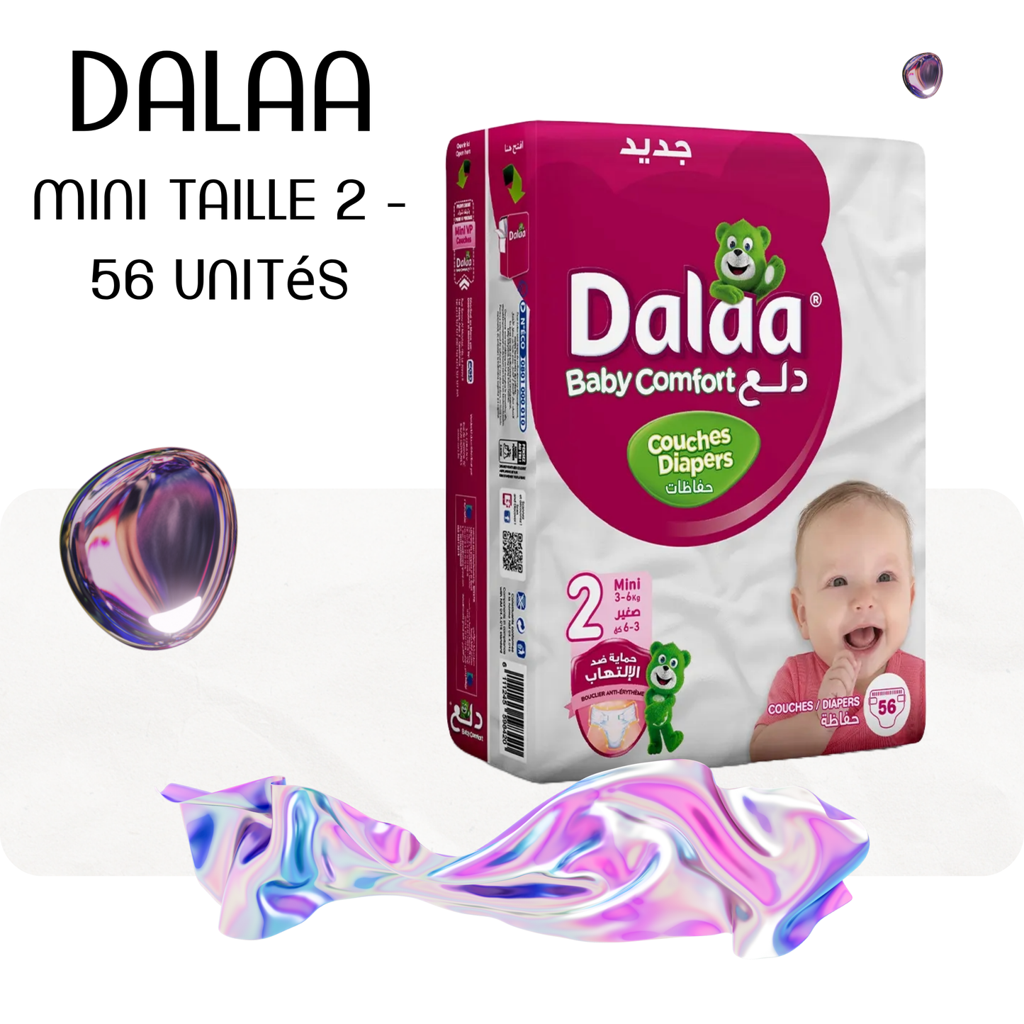 Dalaa Comfort Couches Bébé Mini Taille 2 - 56 Unités