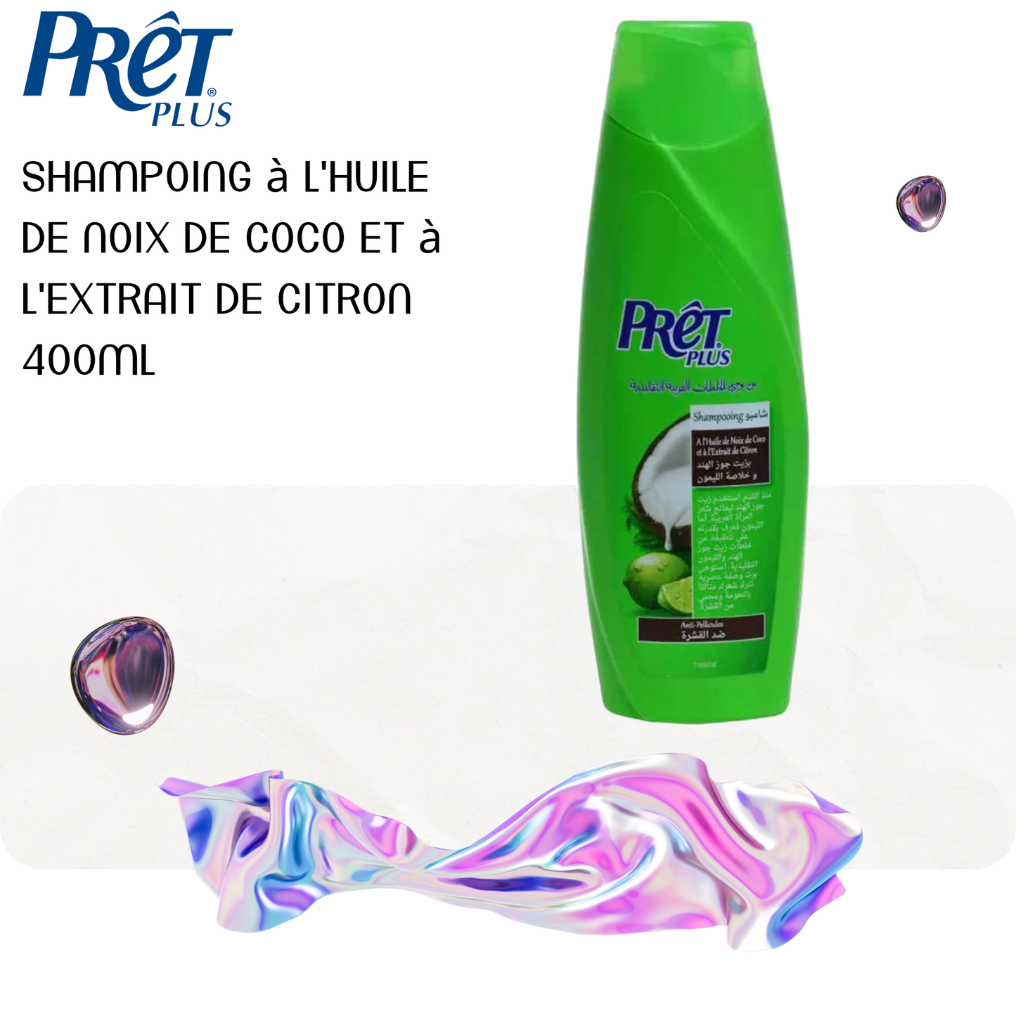 Shampoing à l'huile de noix de coco et à l'extrait de citron 400ml - PRÊT PLUS