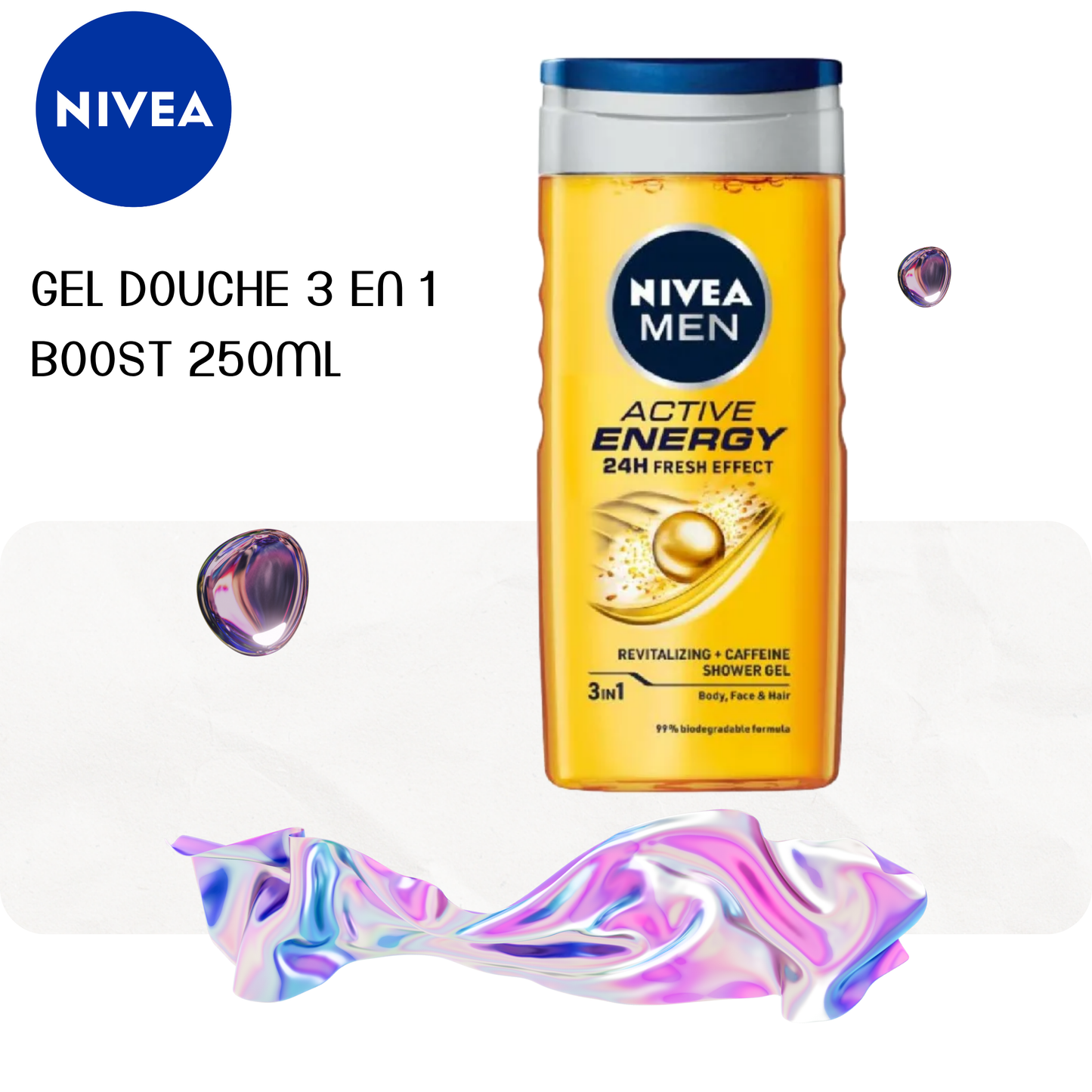 Gel douche 3 en 1 Boost 250ml - NIVEA MEN