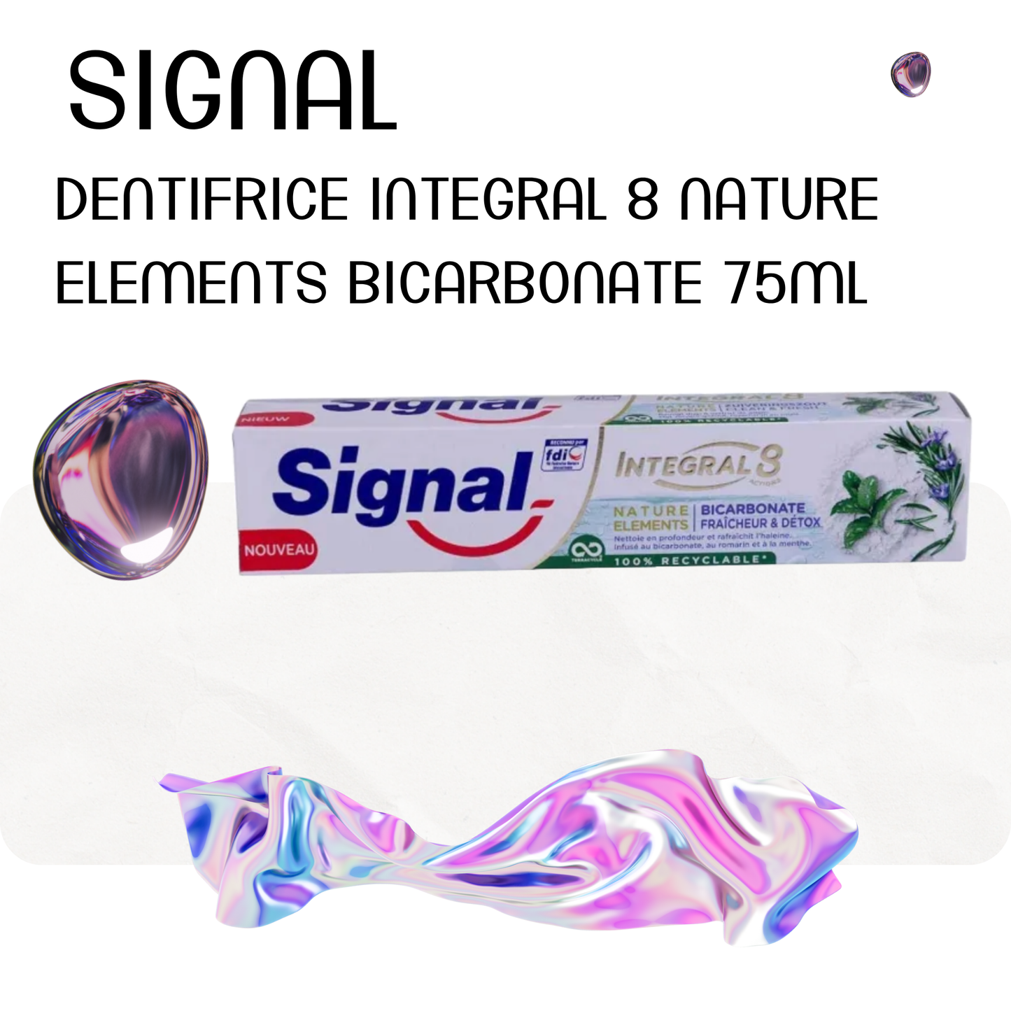 Dentifrice Integral 8 nature elements bicarbonate 75ml - SIGNAL