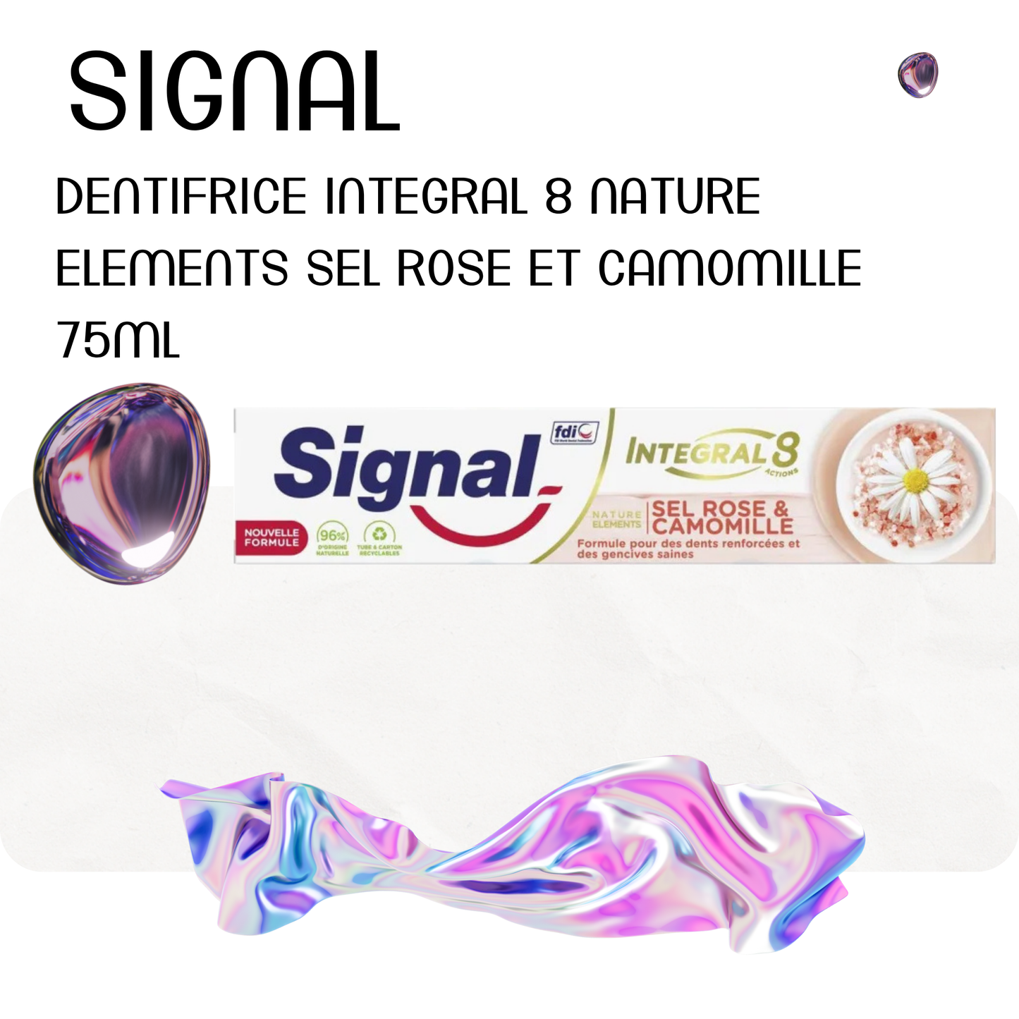 Dentifrice integral 8 nature elements sel rose et camomille 75ml - SIGNAL