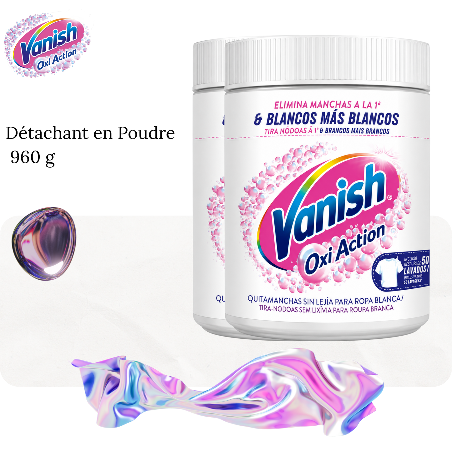 Détachant en Poudre Vanish Oxi Action Crystal White – 960 g