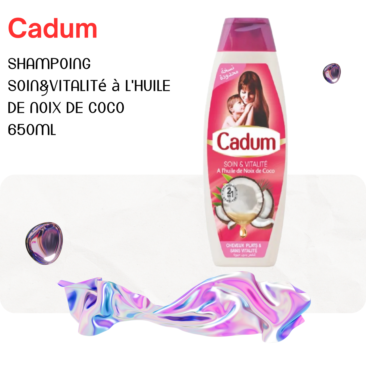 Shampoing soin&vitalité à l'huile de noix de coco 650ml - CADUM