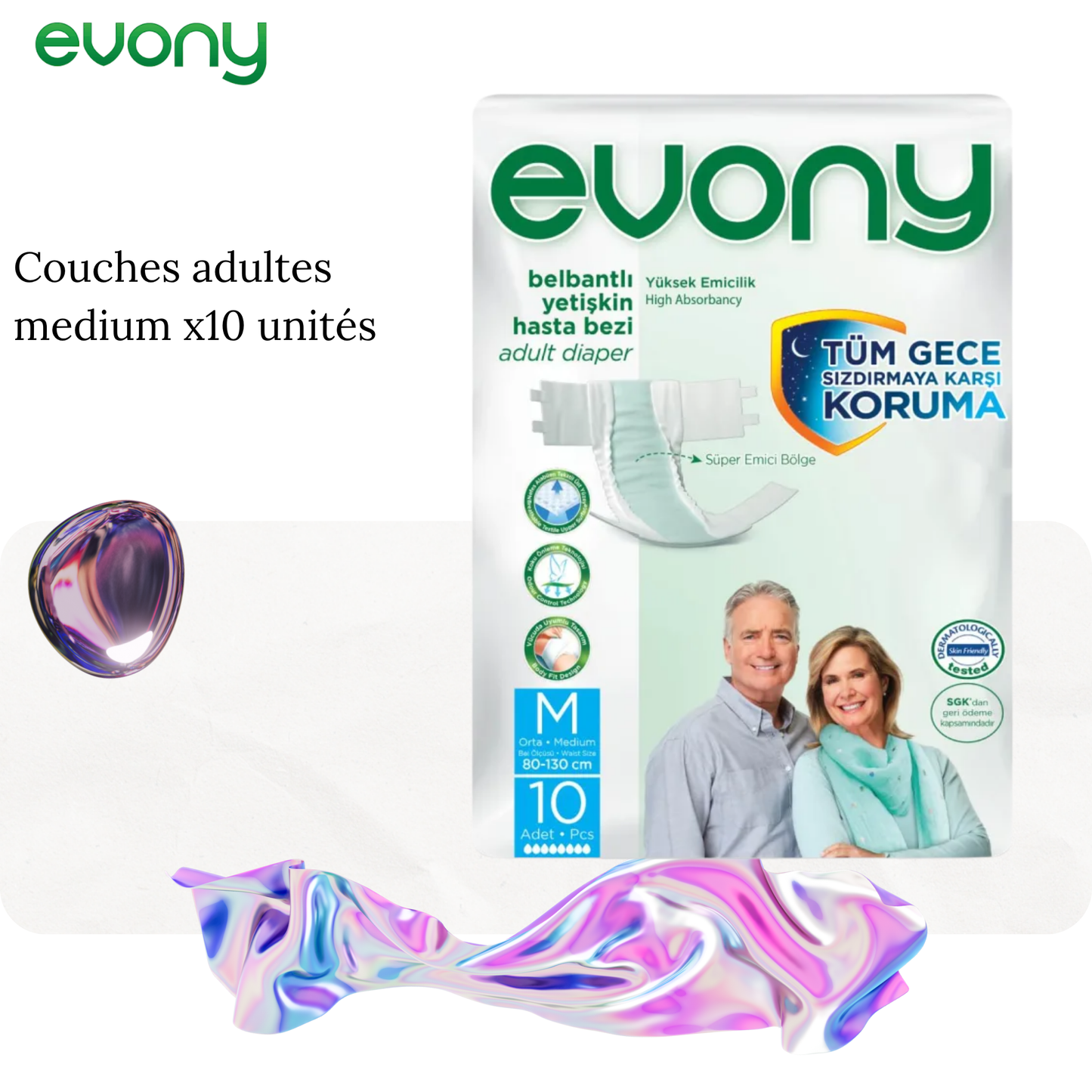 Couches adultes medium x10 unités - EVONY
