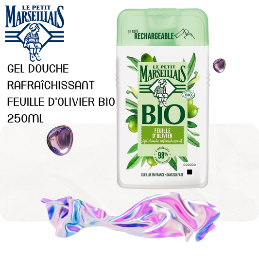 Gel douche rafraîchissant feuille d'olivier bio 250ml - LE PETIT MARSEILLAIS