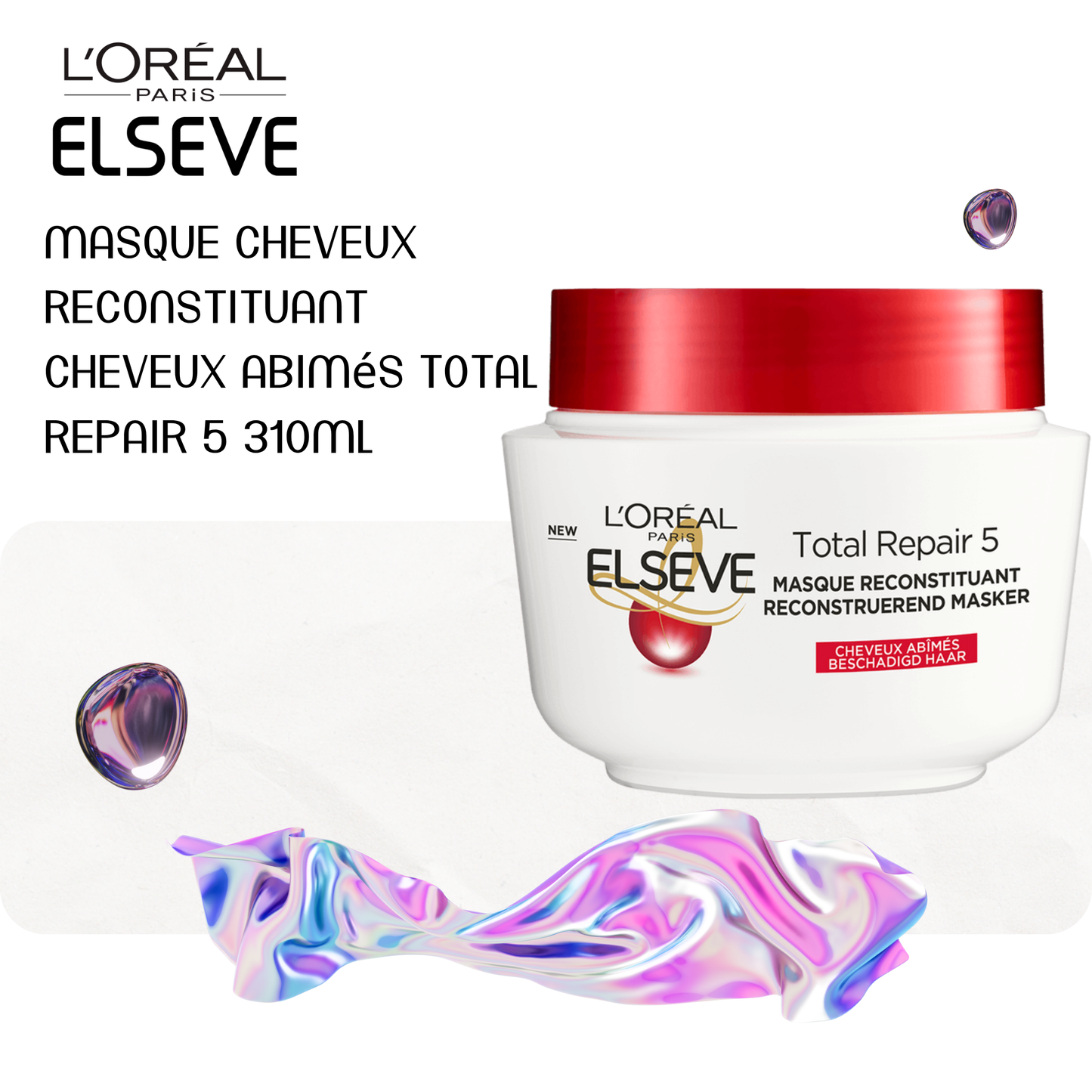 Masque cheveux reconstituant cheveux abimés Total Repair 5 310ml - ELSEVE