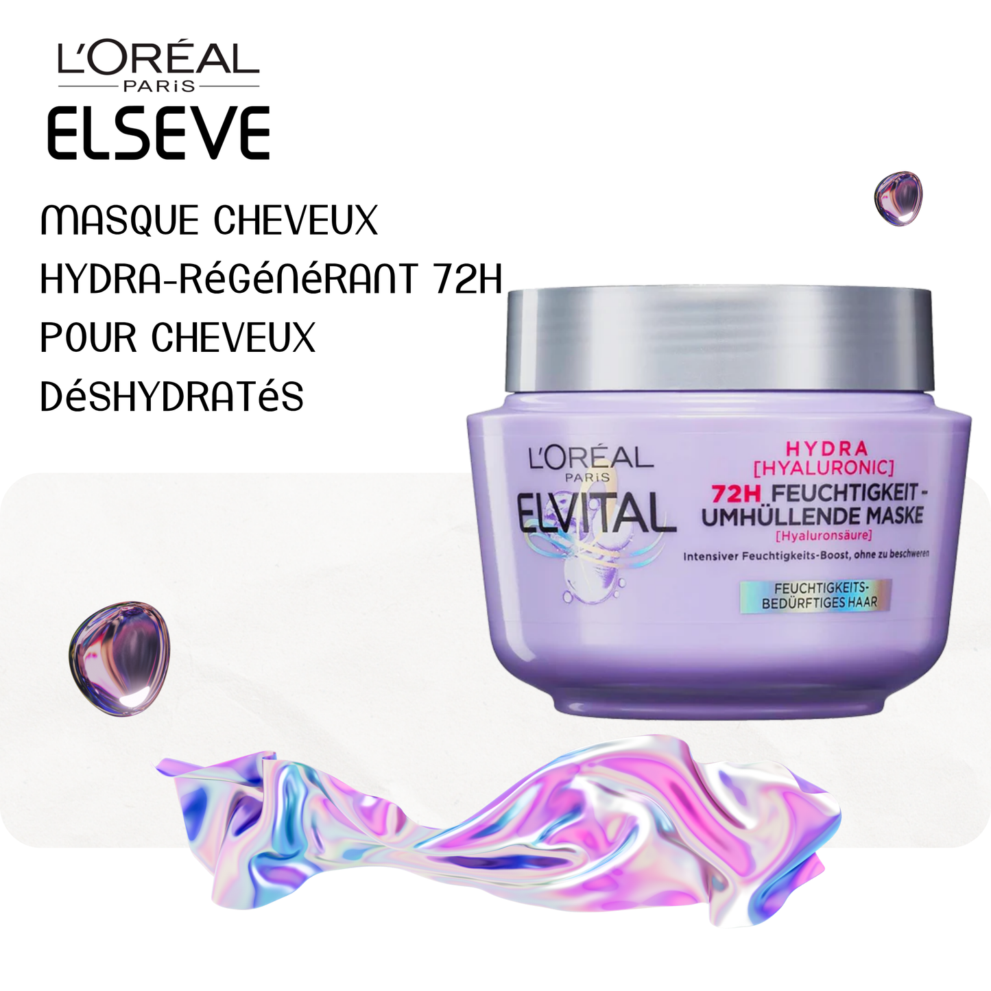 Masque cheveux hydra-régénérant 72h pour cheveux déshydratés - ELSÈVE