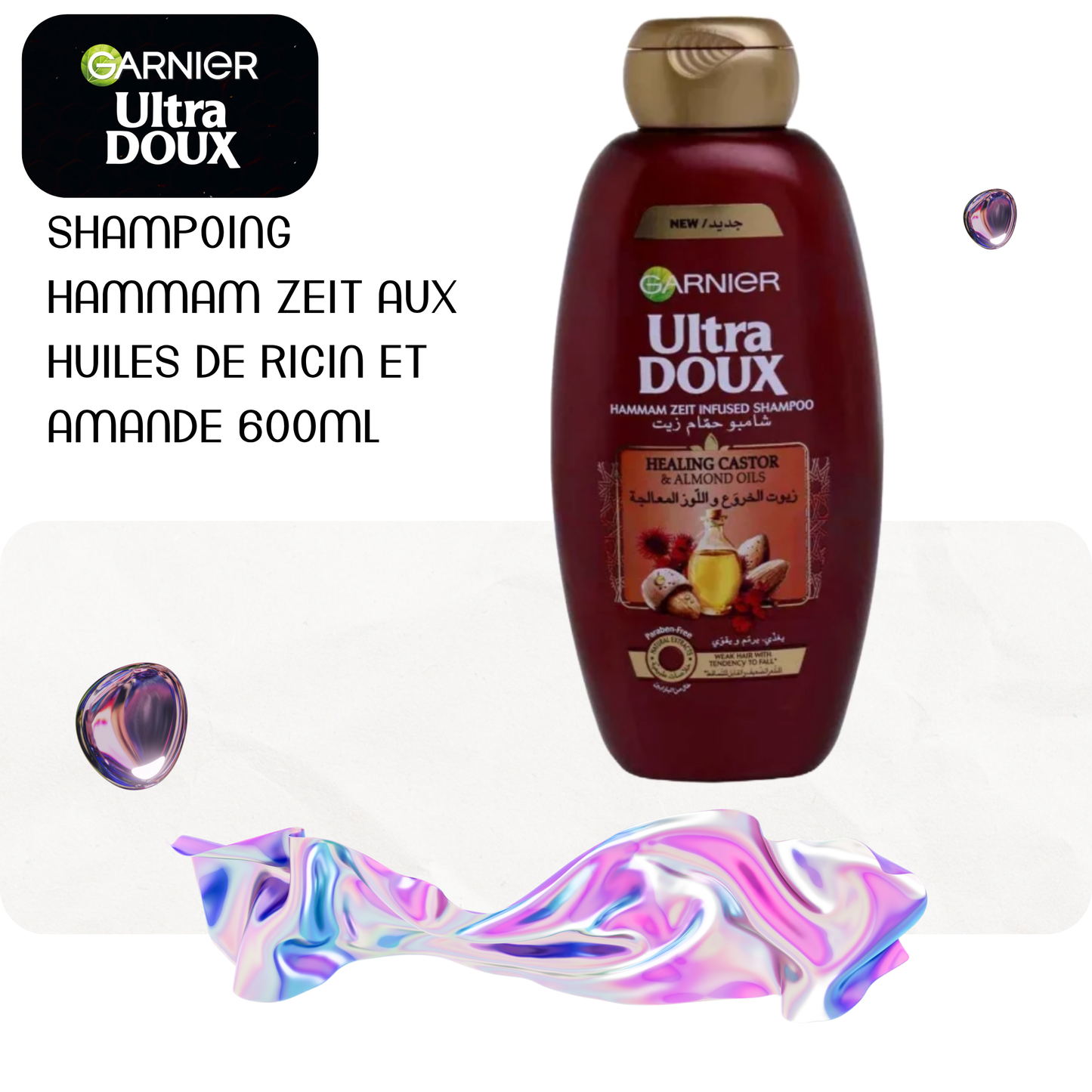 Shampoing hammam zeit aux huiles de ricin et amande 600ml - ULTRA DOUX