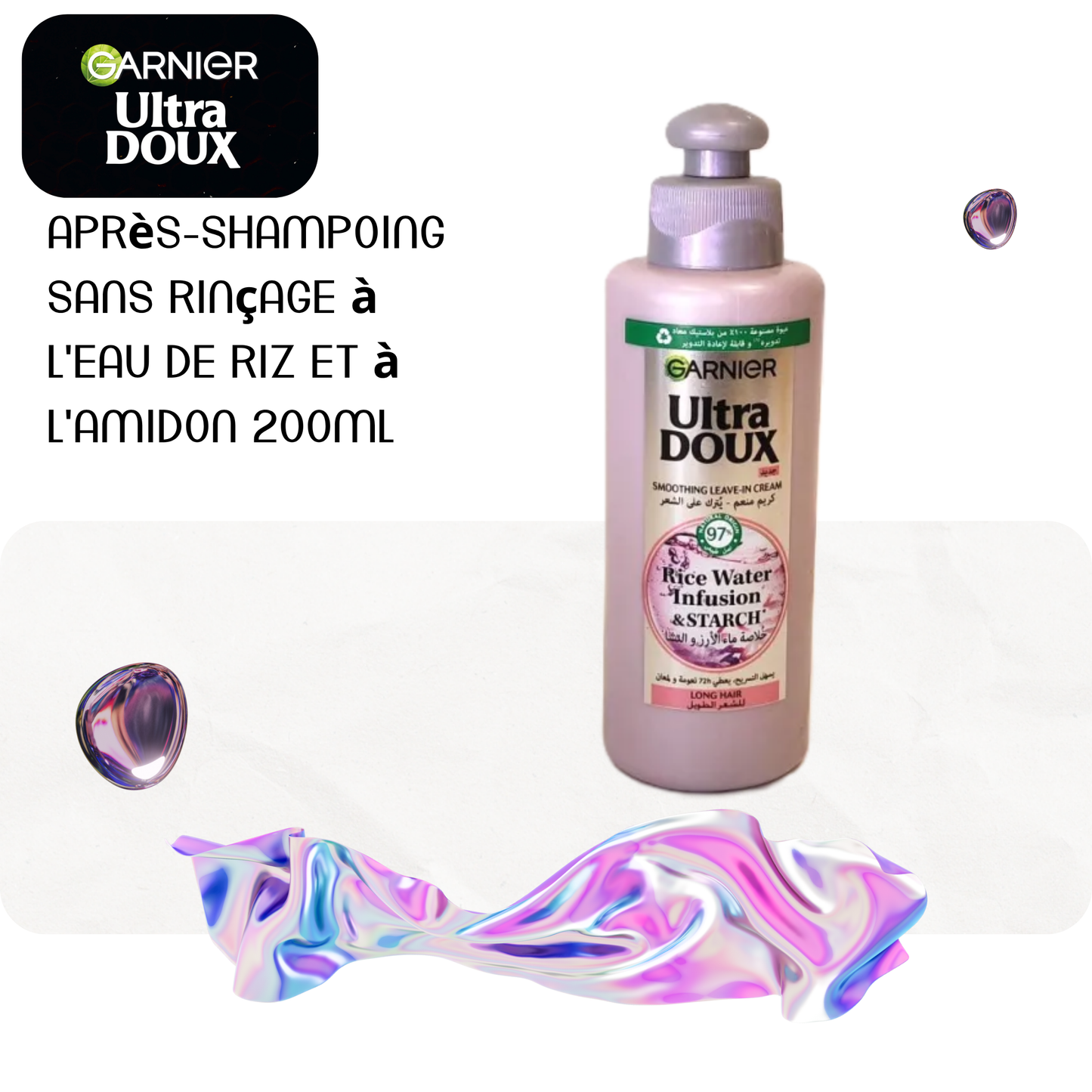 Après-shampoing sans rinçage à l'eau de riz et à l'amidon 200ml - ULTRA DOUX
