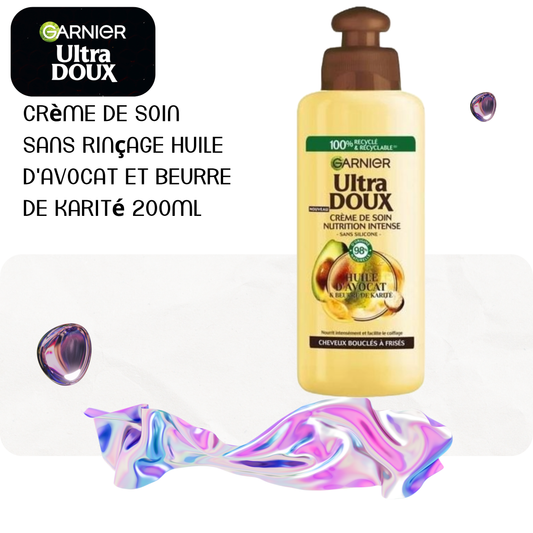 Crème de soin sans rinçage huile d'avocat et beurre de karité 200ml -ULTRAS DOUX