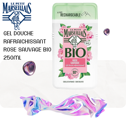 Gel douche rafraichissant rose sauvage Bio 250ml - LE PETIT MARSEILLAIS