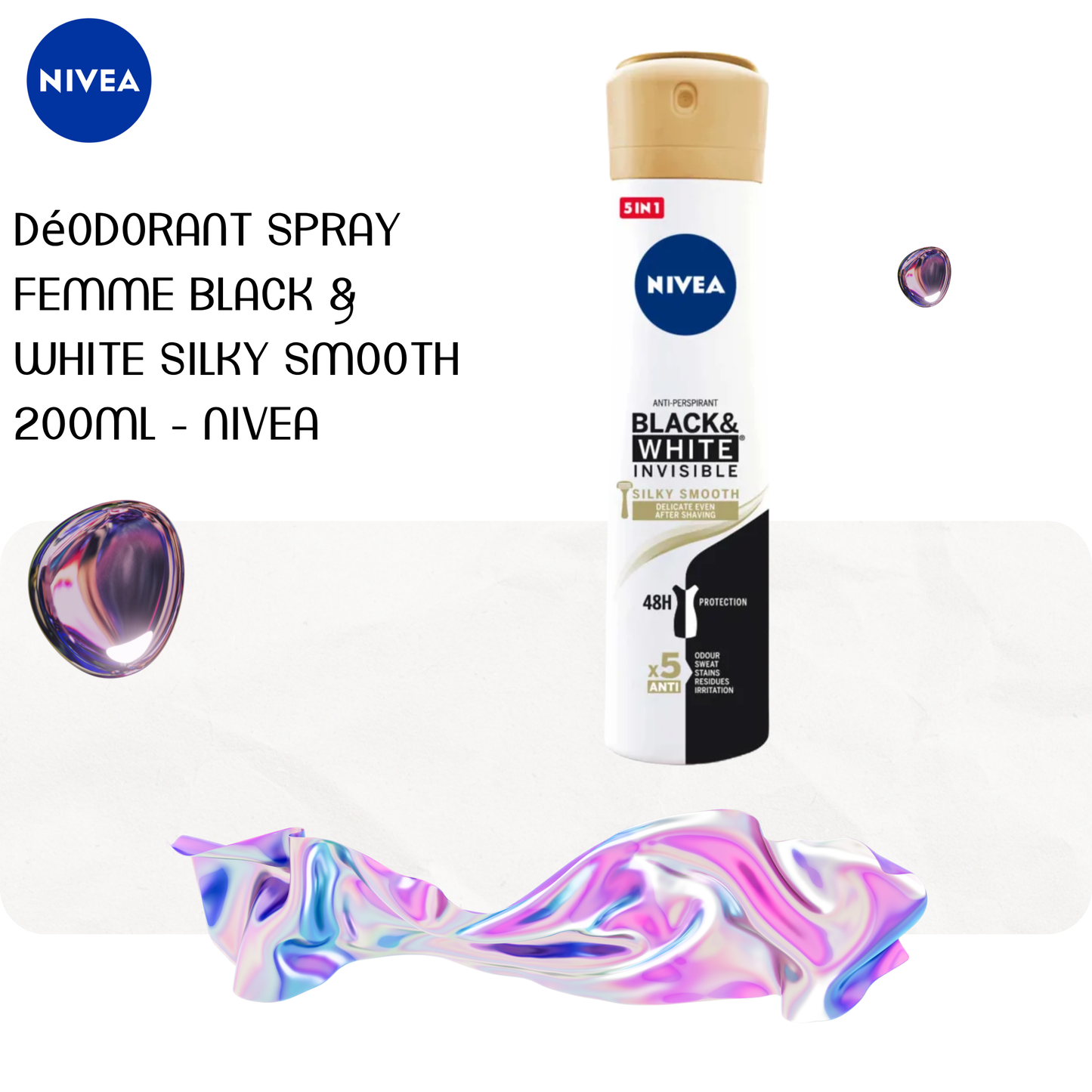 Déodorant spray Femme Black & White Silky Smooth 200ml - NIVEA