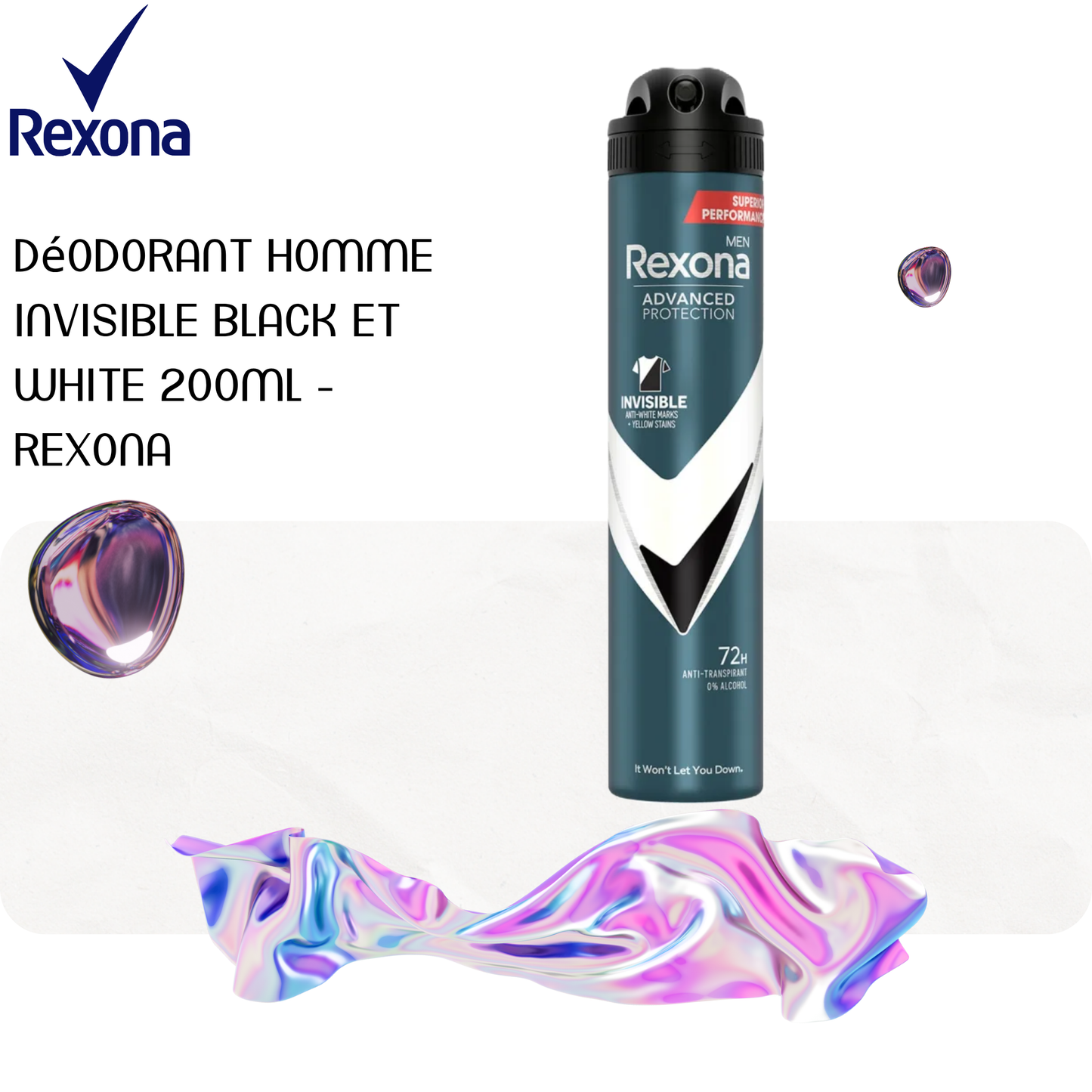 Déodorant homme invisible Black et White 200ml - REXONA