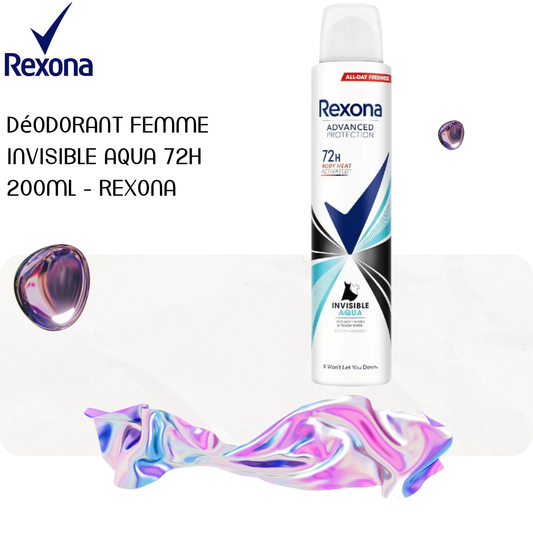 Déodorant femme invisible Aqua 72h 200ml - REXONA