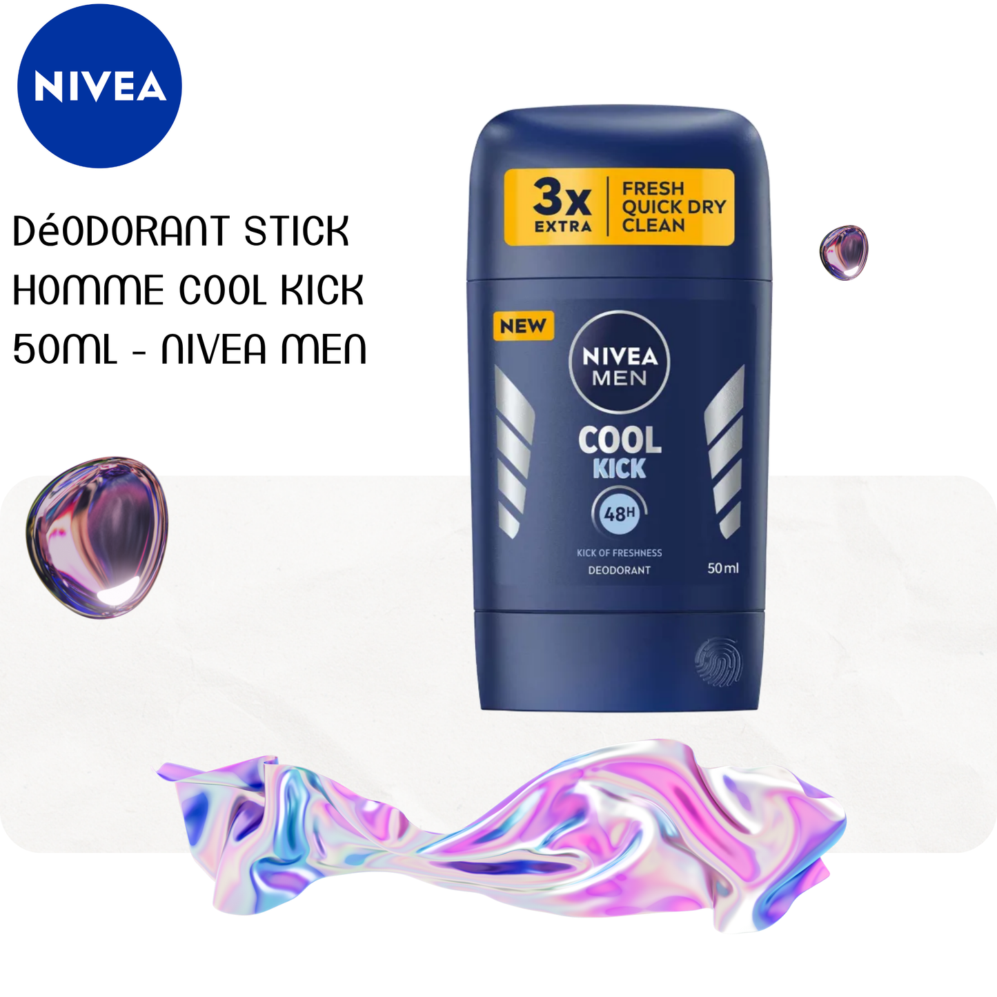 Déodorant stick homme Cool Kick 50ml - NIVEA MEN