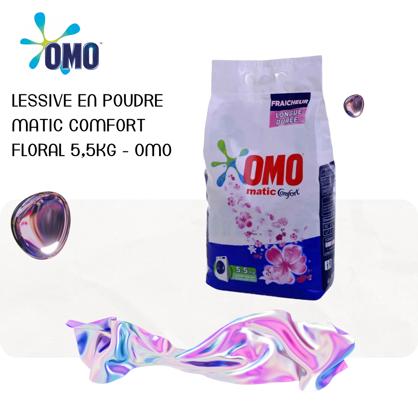 Lessive en poudre Matic Comfort Floral 5,5Kg - OMO