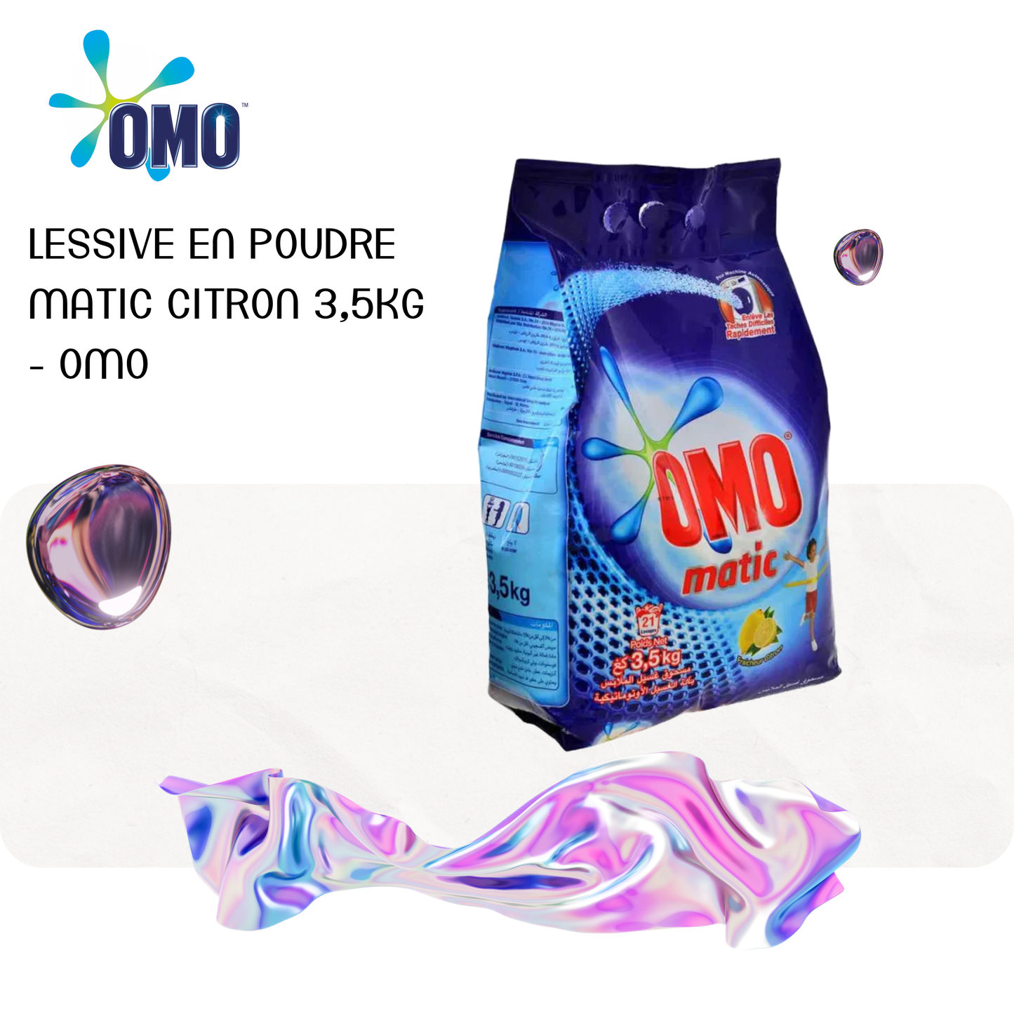 Lessive en poudre Matic Citron 3,5kg - OMO