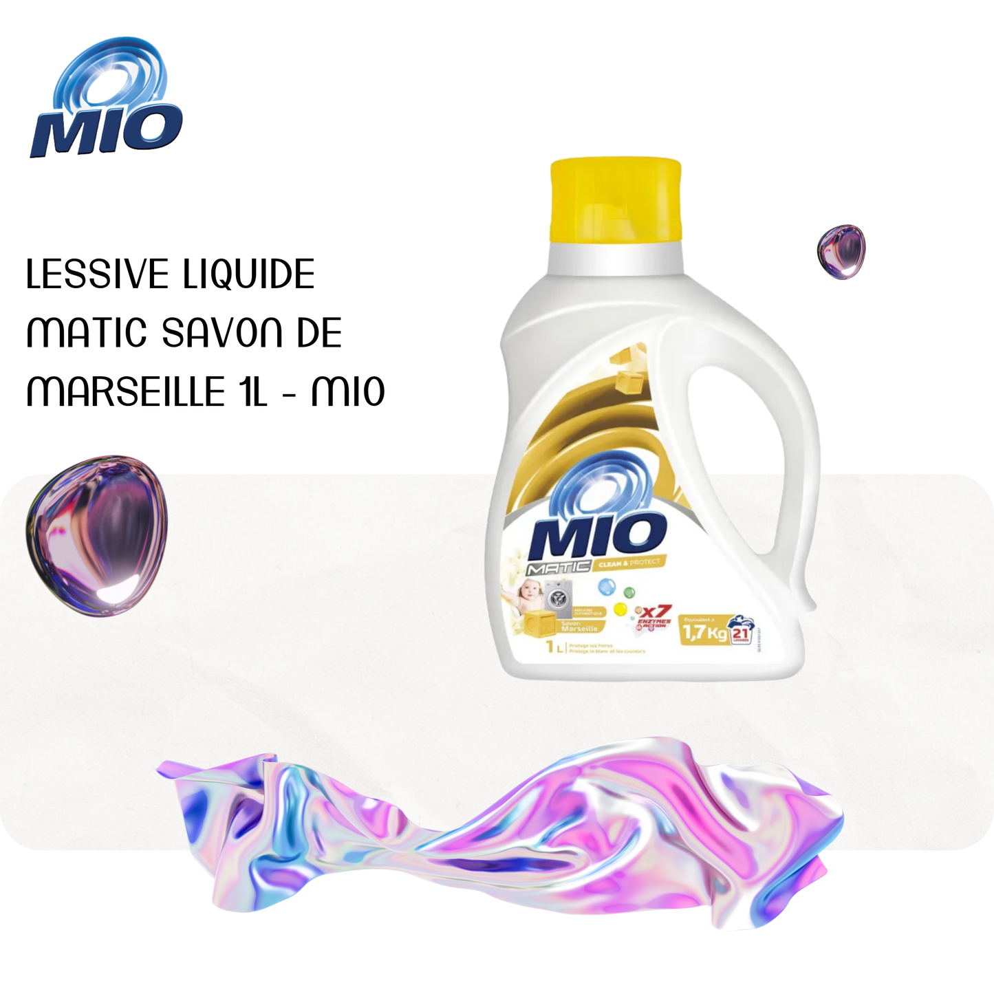 Lessive liquide matic savon de marseille 1L - MIO