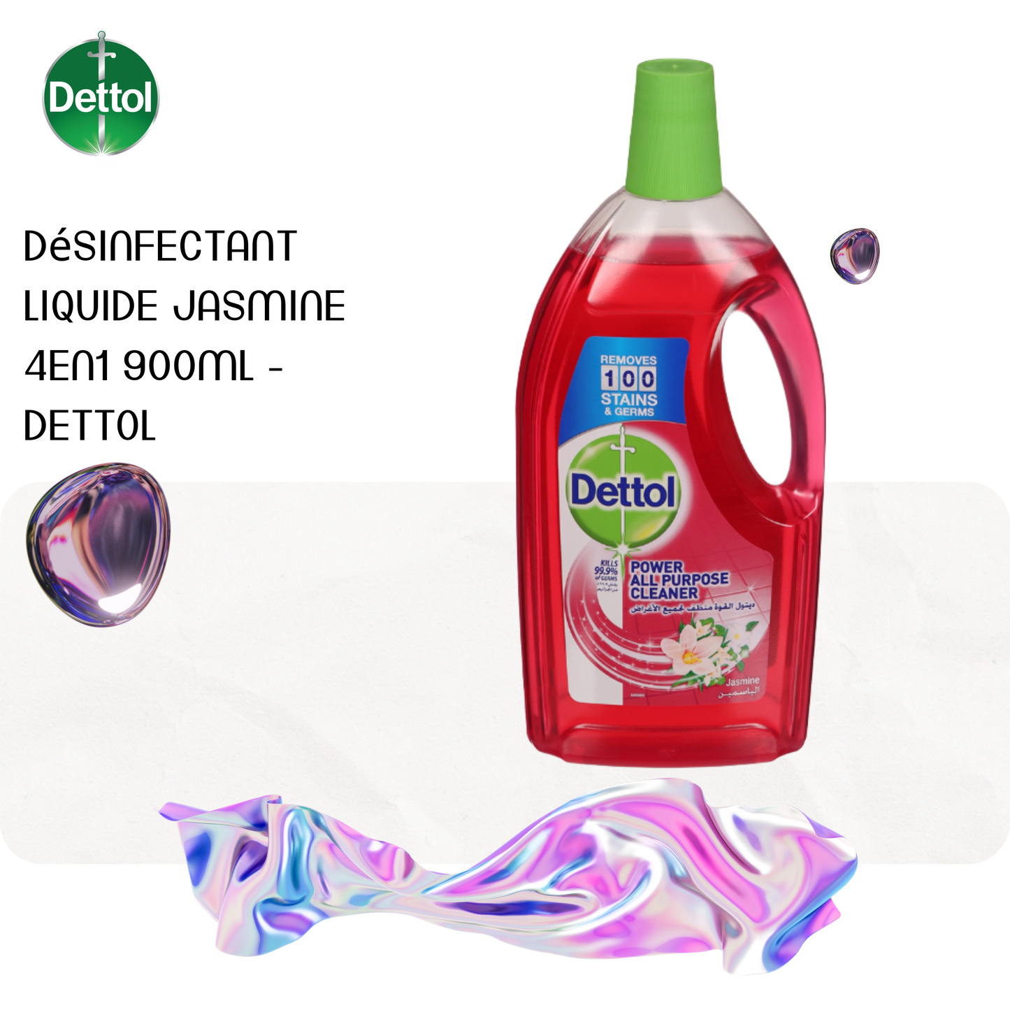 Désinfectant liquide jasmine 4en1 900ml - DETTOL