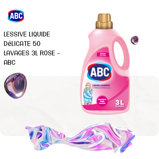 Lessive liquide Délicate 50 lavages 3L Rose - ABC
