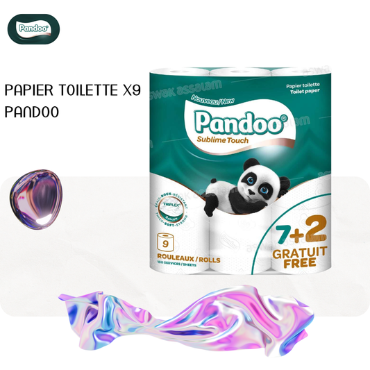 PAPIER HYGIENIQUE 3 PLIS 9 ROULEAUX PANDOO