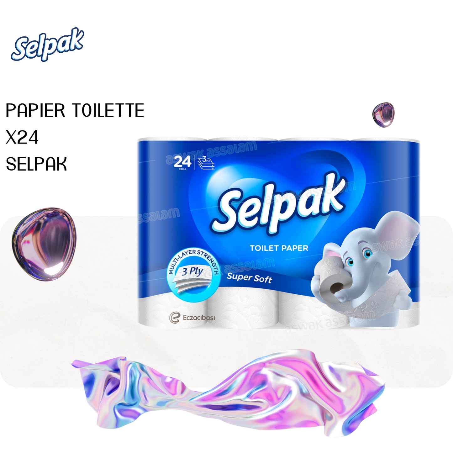 PAPIER HYHIENIQUE 3 PLIS 24 ROULEAUX SELPAK