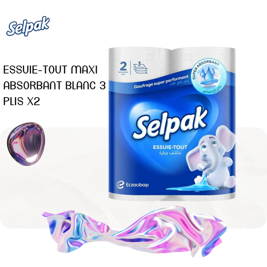 Essuie-tout maxi absorbant blanc 3 plis x2 - SELPAK