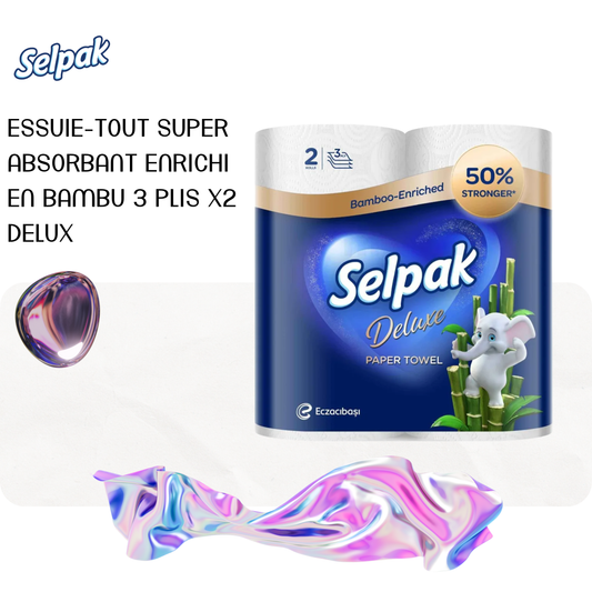 Essuie-tout super absorbant enrichi en bambu 3 plis x2 Delux- SELPAK