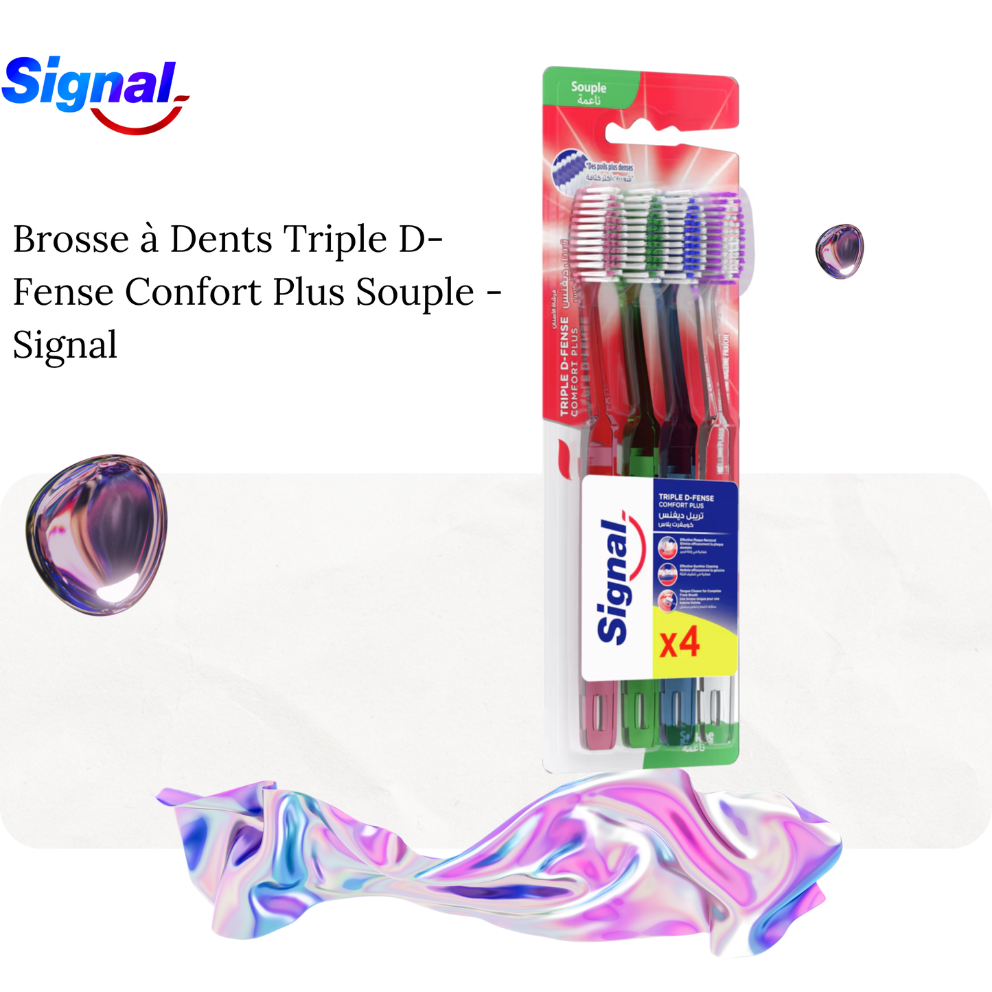 4 Brosses à Dents Triple D-Fense Confort Plus Souple - Signal