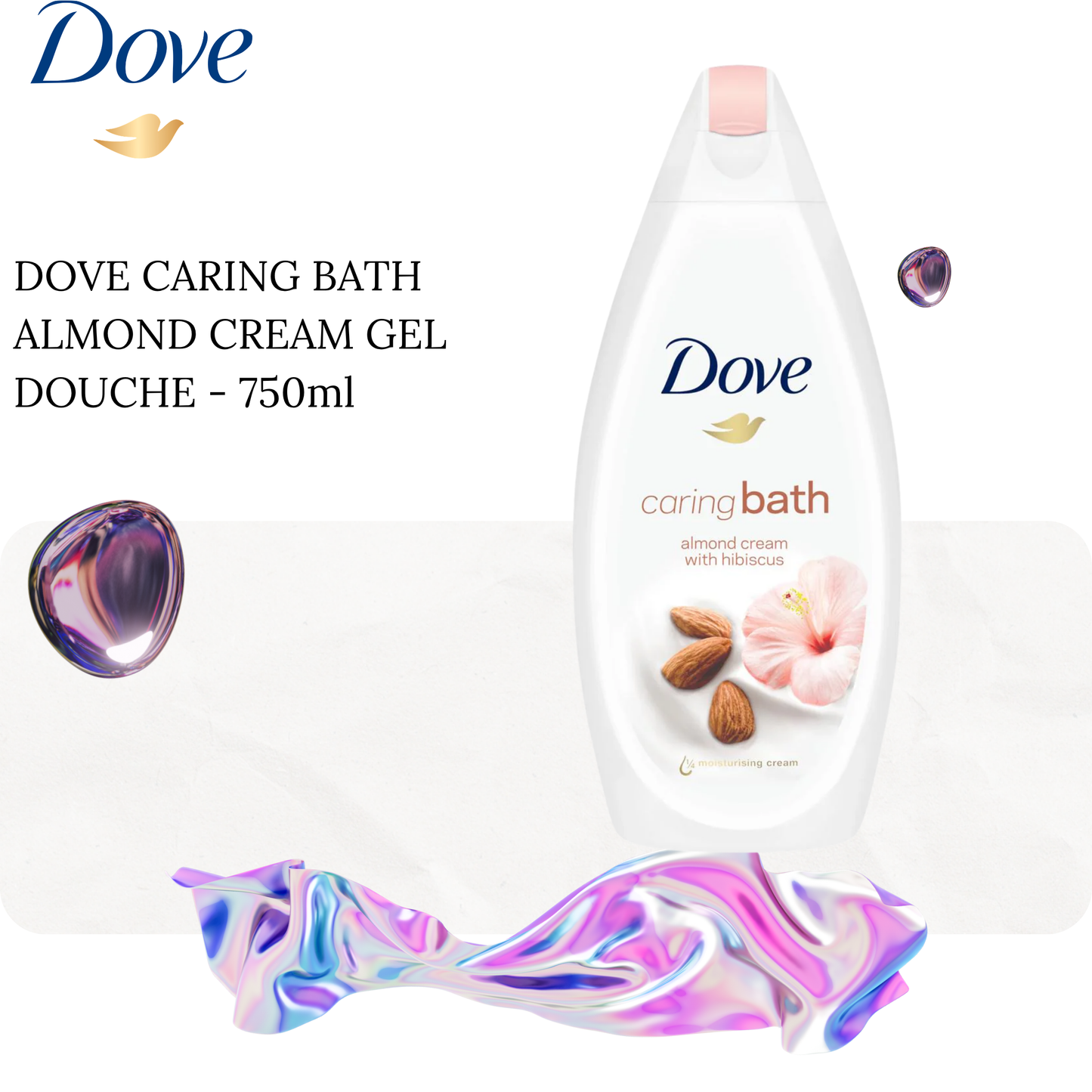 DOVE CARING BATH ALMOND CREAM GEL DOUCHE - 750ml