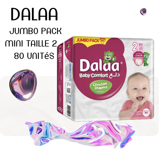 Dalaa Comfort Couches Bébé Jumbo Pack Mini Taille 2 - 80 Unités